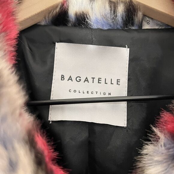 Bagatelle Pink and Blue Leopard Animal Print Faux Fur Jacket Women's Size S NWT - Picture 3 of 5